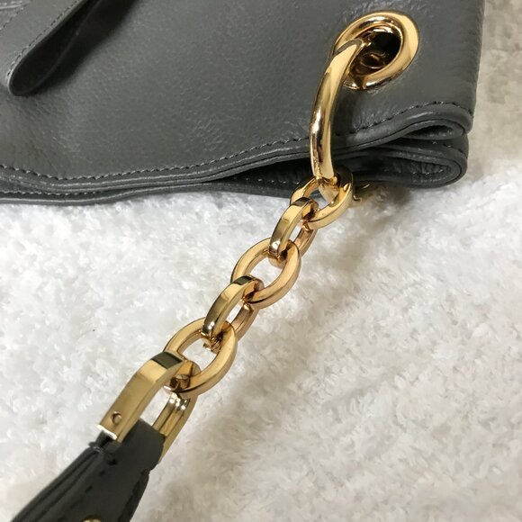 NEW! Cuore & Pelle Designer Pebbled Leather Sage Green Satchel Shoulder Bag - Picture 14 of 16